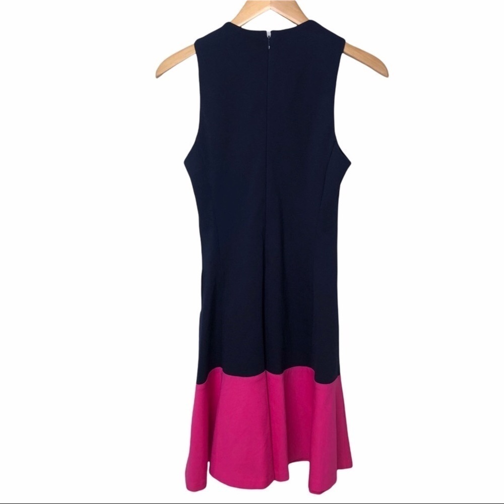 Eliza J Fit & Flare Dress Sleeveless Colorblock Size 4 Navy Blue Pink - Picture 5 of 12